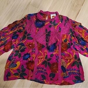 Farm Rio Sweet Forest Blouse Women’s Size Large Anthropologie